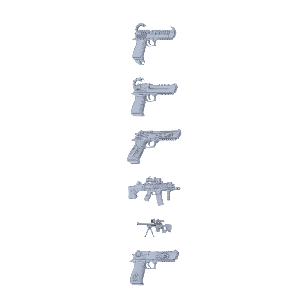 MRY-SFW LYGS157 Scorpion & Rune Modified Tactical Gun Collection - 6 Decorative Models