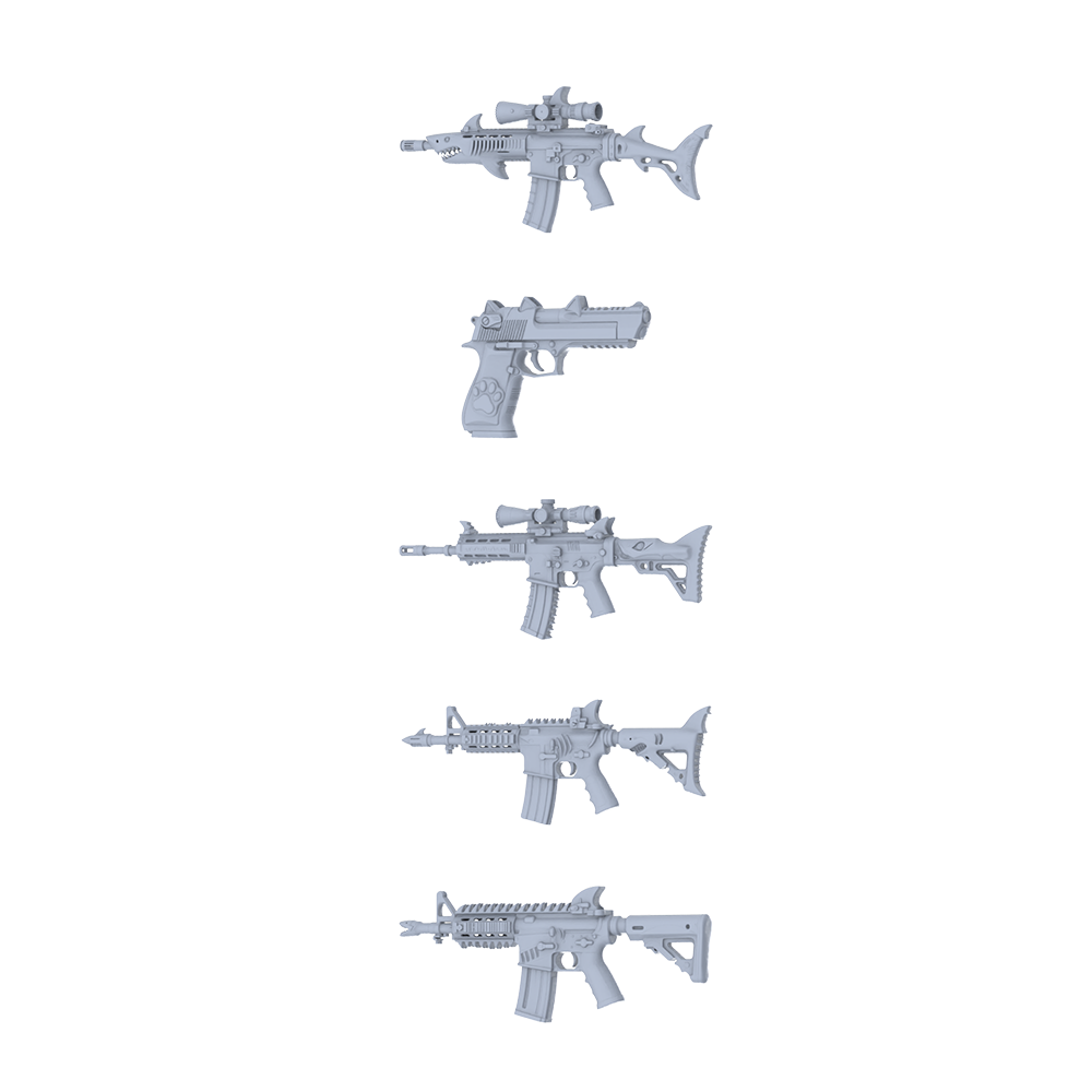 MRY-SFW LYGS229 Contrast Fantasy Custom Firearm Pack - 5 Unique Cat Paw Grip/Shark Tooth/Fin Designs