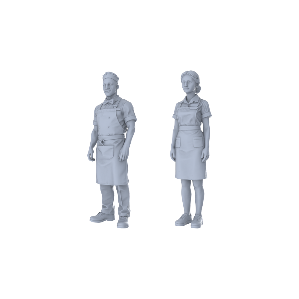 MRY-SFW LYTR368 Chef Waiter 2-Pack, Ideal Restaurant, Tabletop Games Painting Miniature Car Diorama Figures Scene Props Accessories Resin