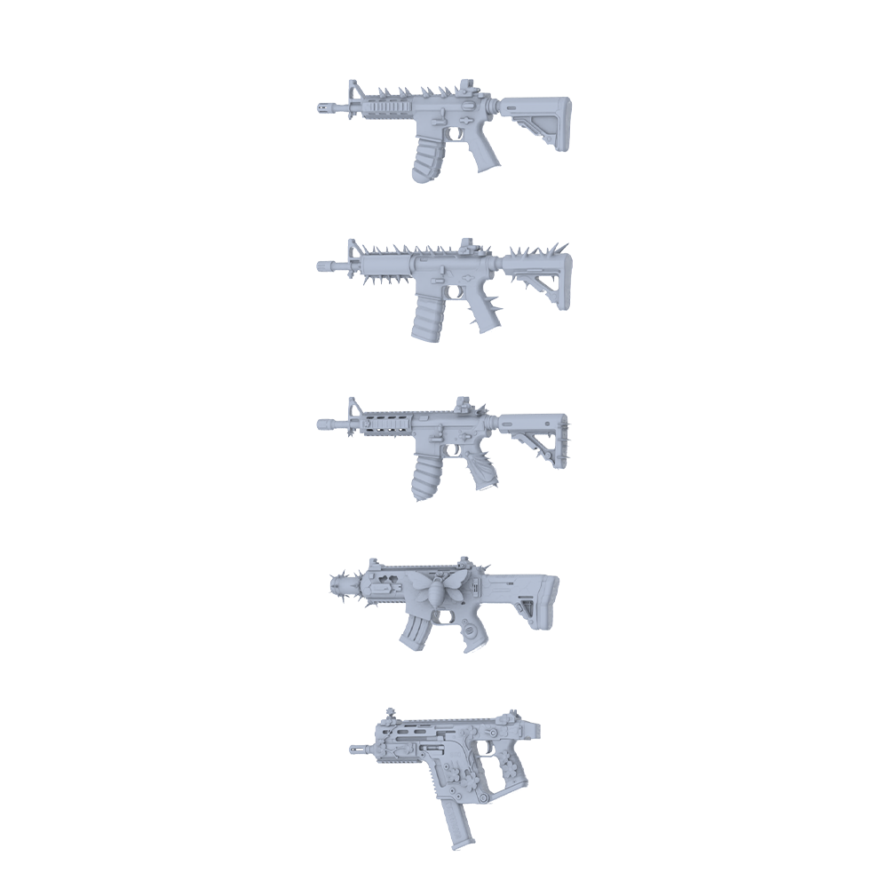 MRY-SFW LYGS355 Alien Bug Totem Series - 5-Piece Custom Tactical Firearm Set Modified with Full Bionic/Bug Carving Elements