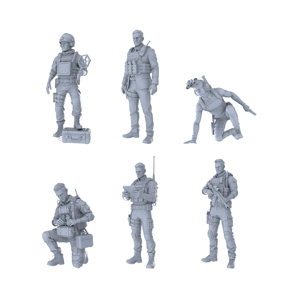 MRY-SFW LYTR405 Special Forces Elite Hexad 6-Figure Set, Modern Tactical Team, DIY Paintingation Miniature Car Diorama Figures Scene Props Accessories Resin