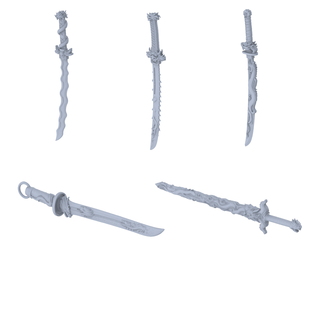 MRY-SFW LYGS368 Modern Dragon Pattern Sword Set 5 pcs