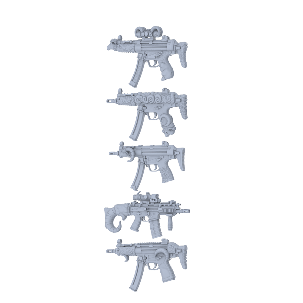 MRY-SFW LYGS222 Ram Spirit Rapid Modified SMG Collection - 5 Decorative Models