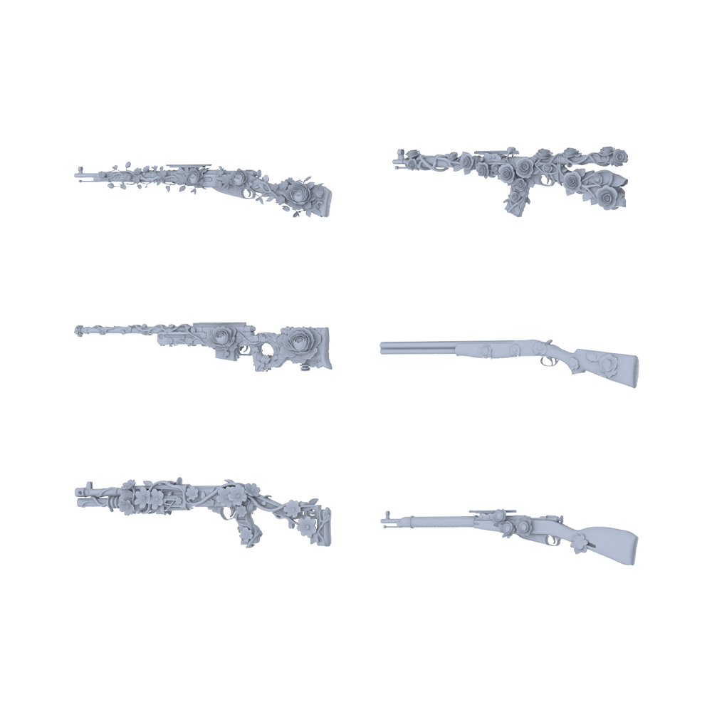 MRY-SFW LYGS240 Rose Collection-Themed Modified Classic Firearm Set - 6 Romantic Fantasy Variants (Untextured)