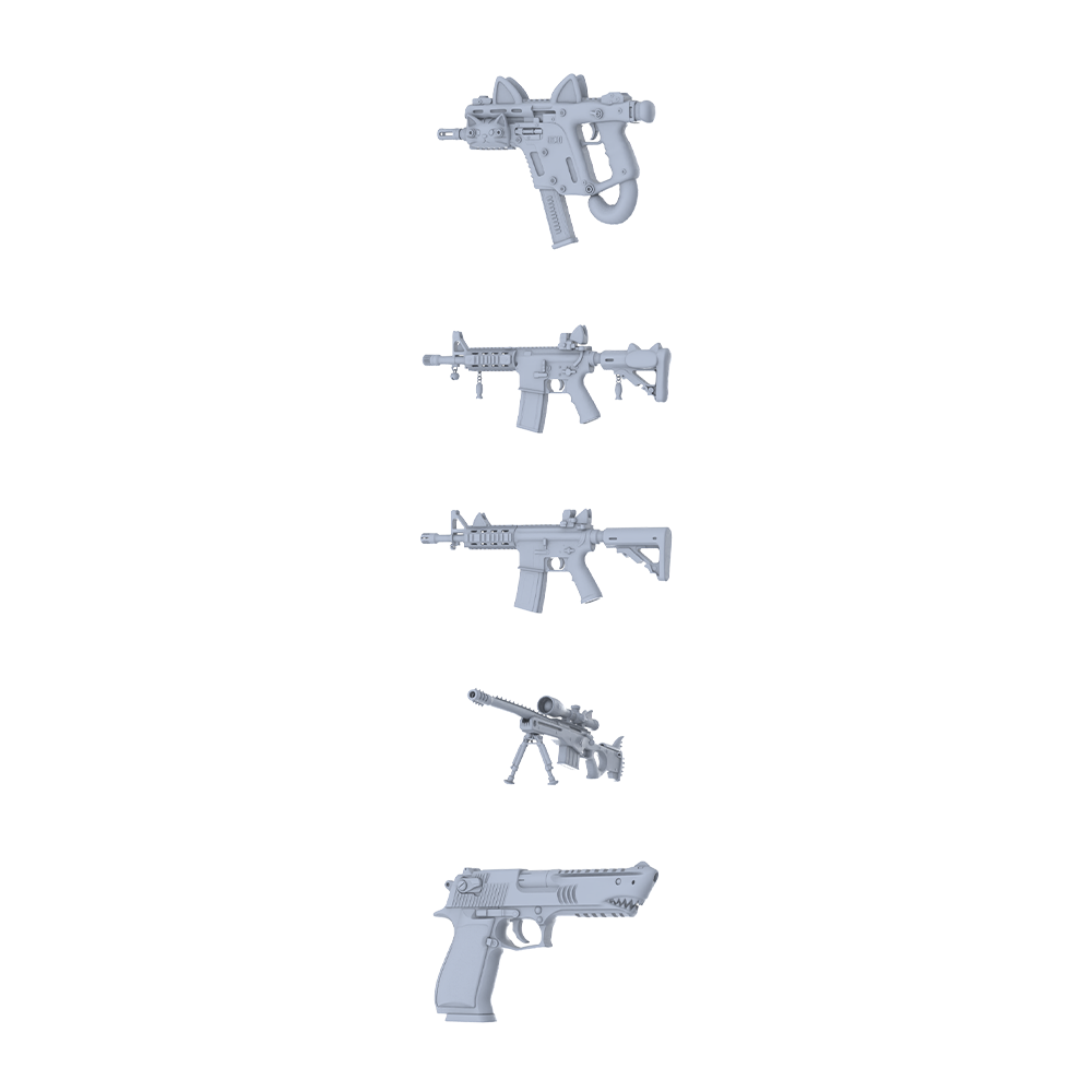 MRY-SFW LYGS225 Contrast Fantasy Custom Firearm Pack - 5 Unique Cat Ears/Bone Charm/Shark Tooth Designs
