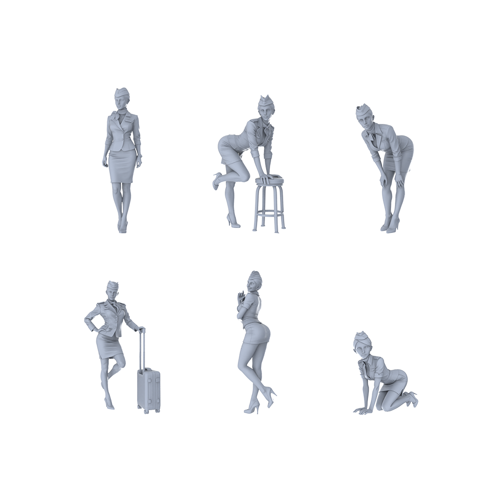 MRY-SFW LYTR287D Modern Playful Flight Attendant Leaning on Round Stool Female Single 1pc