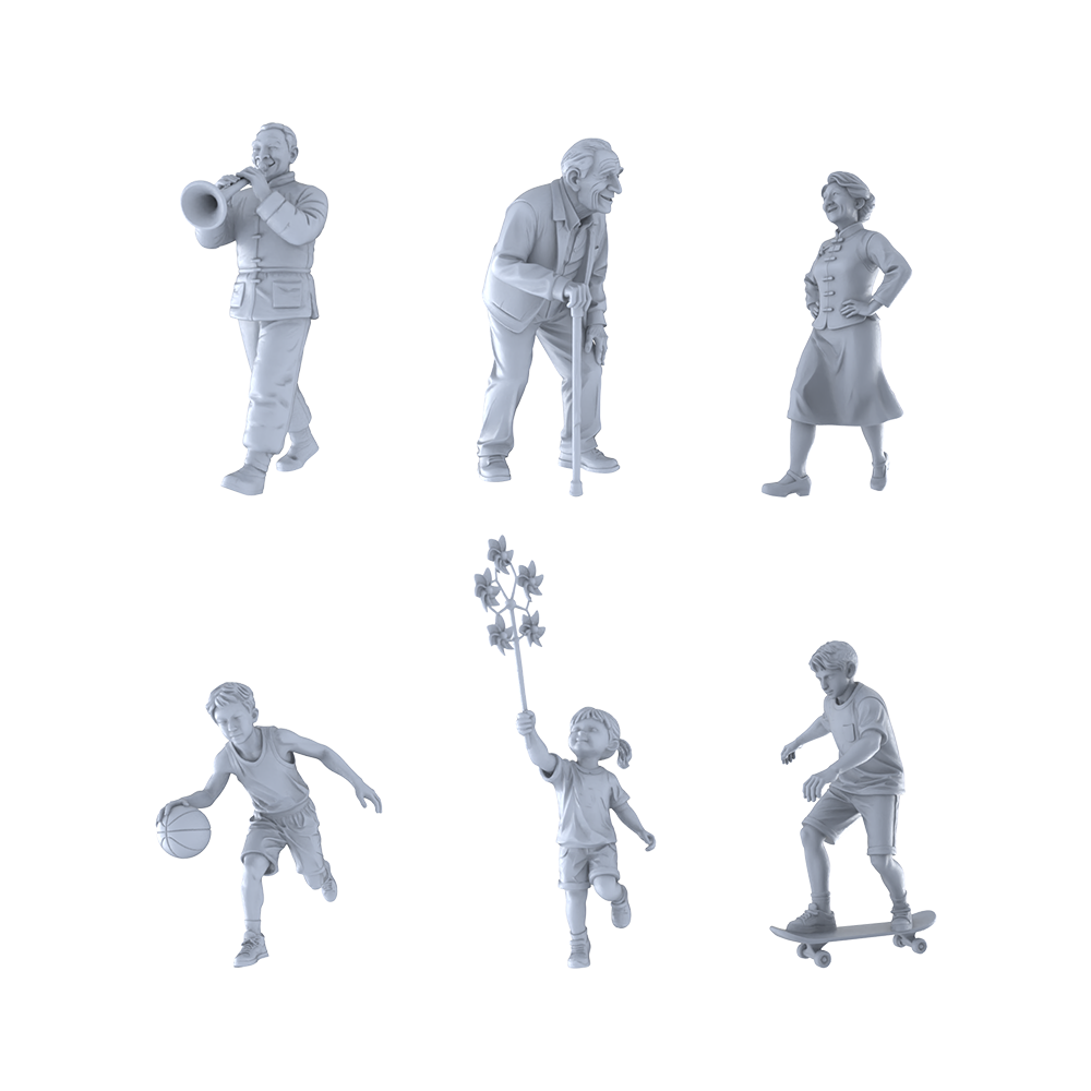 Yao's Studio LYTR295 Community Life Hexad Resin Miniature Model 6-Figure Set, Unpainted Leisure & Recreation Figures, DIY Painting Scene Decoration Miniatures Diorama Resin Figures