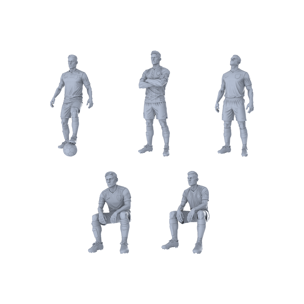 Yao's Studio LYTR271 5-Piece Unpainted Football Scene Miniatures for Diorama & Custom Painting Miniatures Diorama Resin Figures