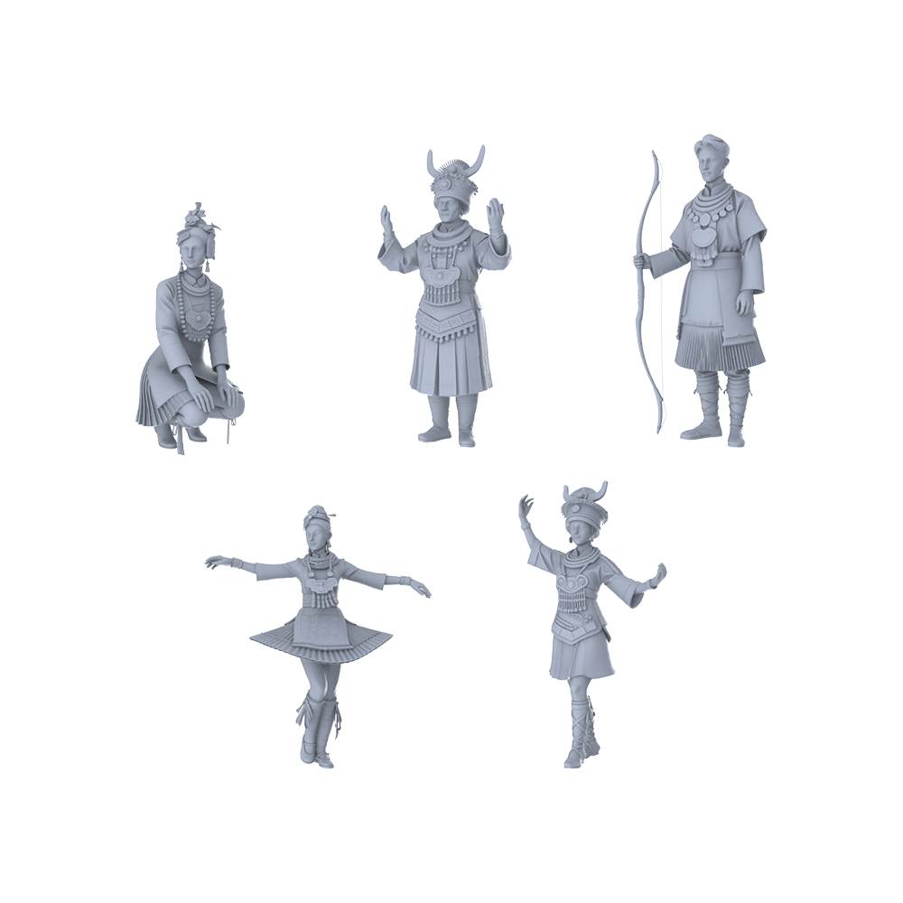 MRY-SFW LYTR356 Miao Ethnic Style Quintet 5-Figure Set, Ethnic Life Dance, DIY Paintingation Miniature Car Diorama Figures Scene Props Accessories Resin