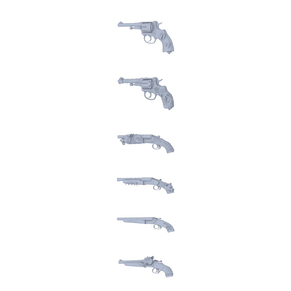 MRY-SFW LYGS269 Floral Beast Spirit Series - 6-Piece Classic Revolver Set Modified with Fierce Beast Elements