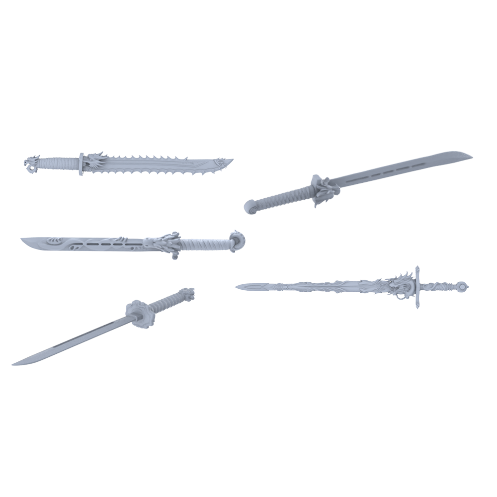 MRY-SFW LYGS369 Modern Dragon Pattern Battle Blade 5 pcs