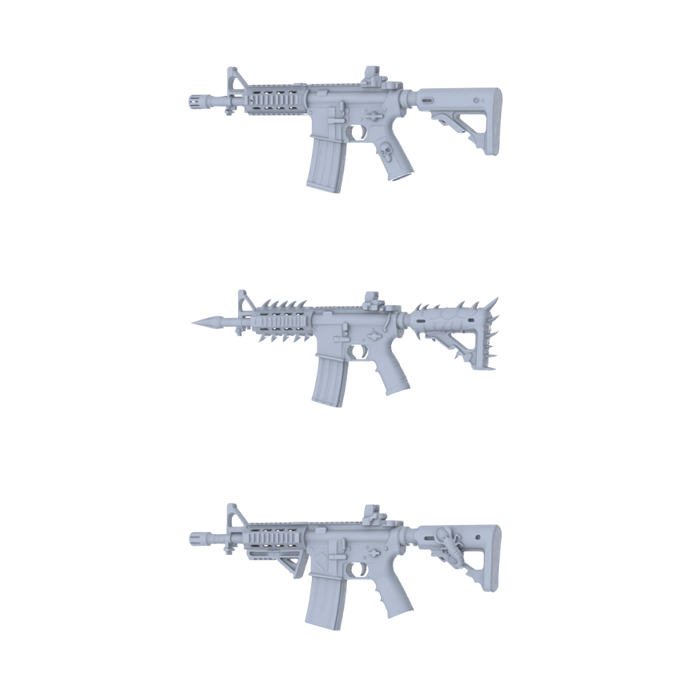 MRY-SFW LYGS163 Demonic Fantasy Modified AR Rifle 3D Models - 3 Piece Untextured Set