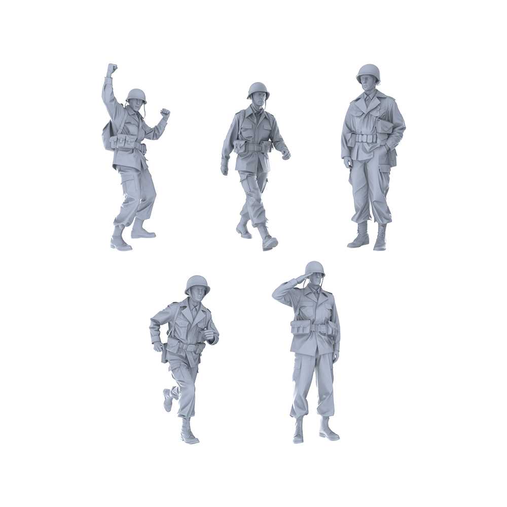 MRY-SFW LYGR189 WWII US Army Standing Pose Wargame Resin Blank Model Miniature Scene Figure Hand Model Hand Painted