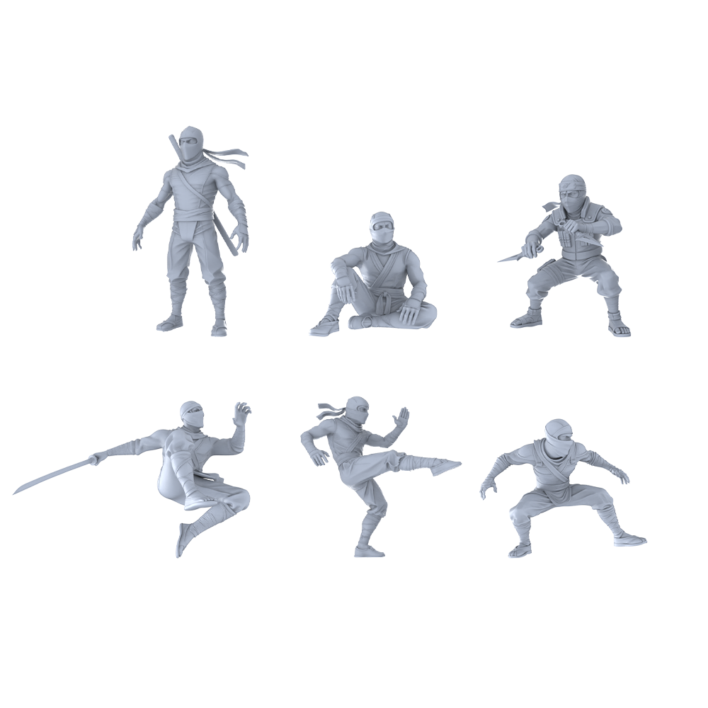 MRY-SFW LYTR476 Sengoku Japan Male Ninja Combat Group of 6 Miniature Car Diorama Figures Scene Props Accessories Resin