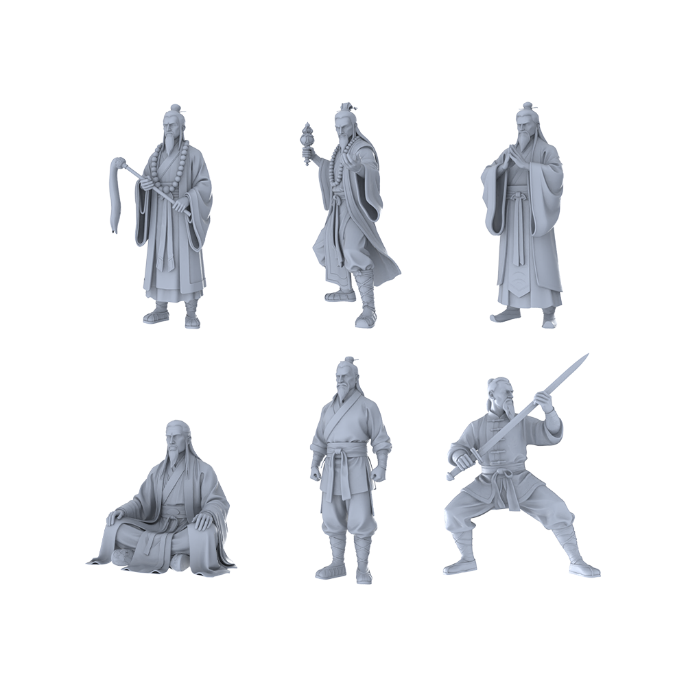 MRY-SFW LYTR442 Taoist Martial Heroes Hexad 6-Figure Set, Wuxia Taoist, DIY Paintingation Miniature Car Diorama Figures Scene Props Accessories Resin