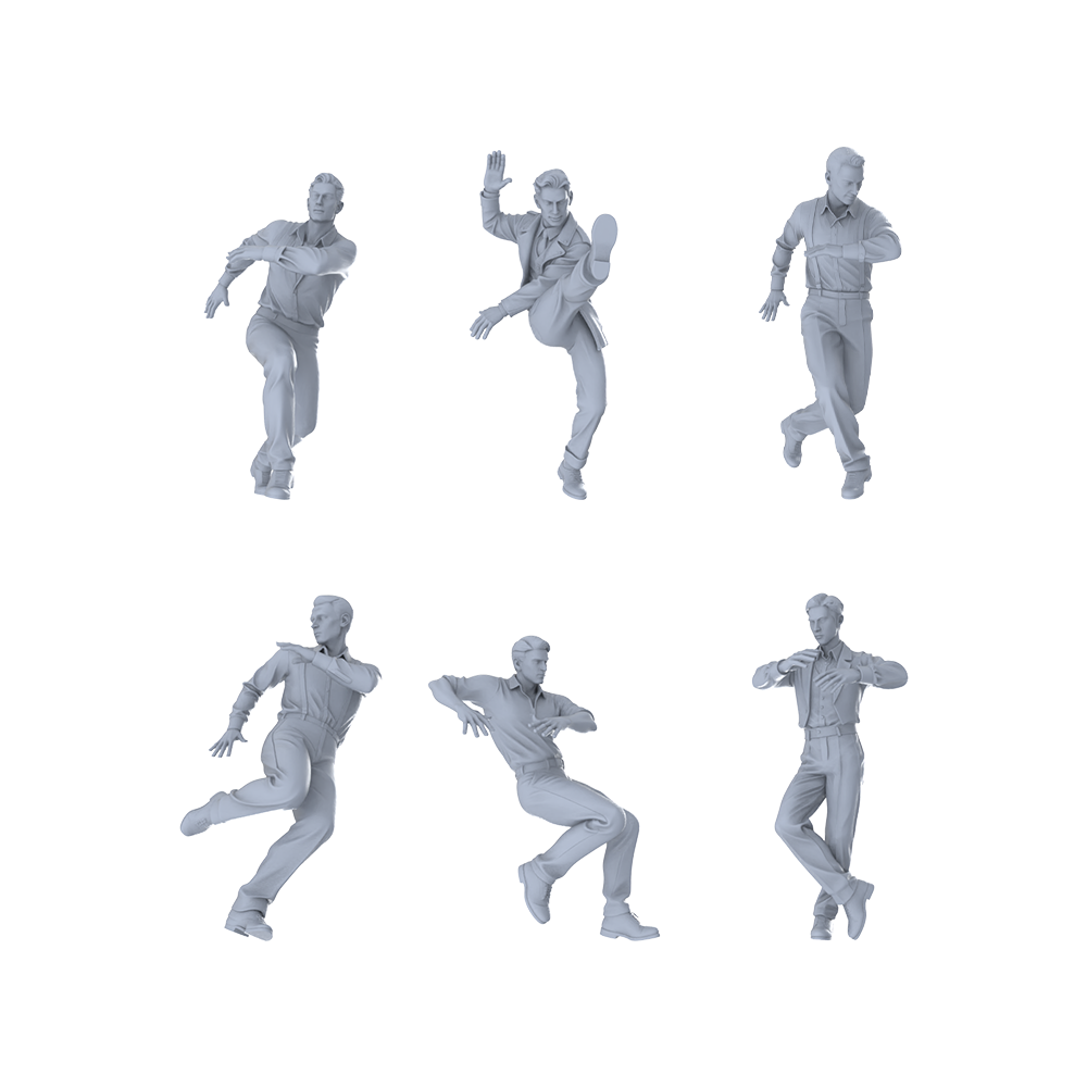 MRY-SFW LYTR506 Modern Dancers Dynamic Street Dance Group of 6 Miniature Car Diorama Figures Scene Props Accessories Resin
