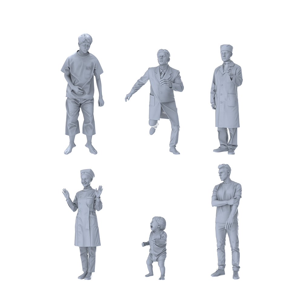 MRY-SFW LYTR414 Hospital Scenes Hexad 6-Figure Set, Medical Scene, DIY Paintingation Miniature Car Diorama Figures Scene Props Accessories Resin