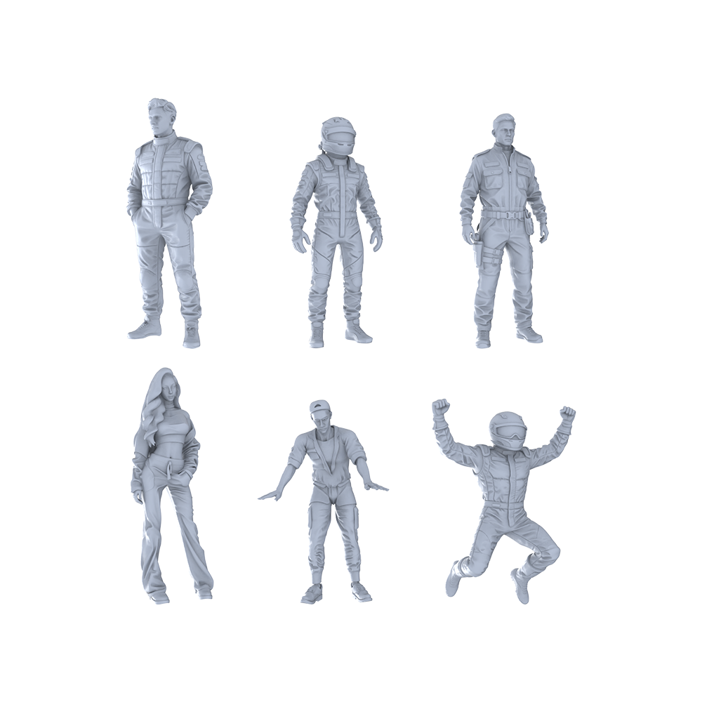 MRY-SFW LYTR391 Racing 6-Pack, Ideal Racing, Tabletop Painting Miniature Car Diorama Figures Scene Props Accessories Resin