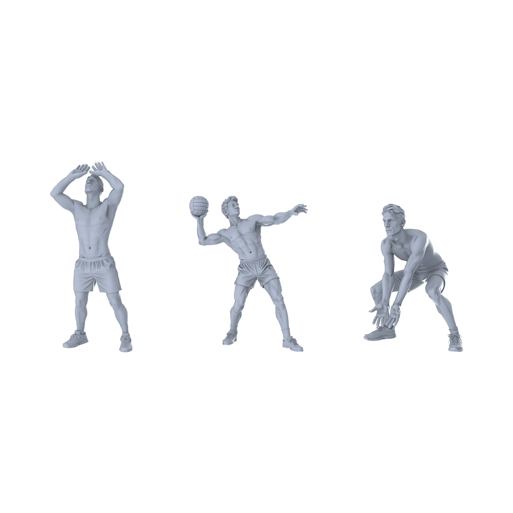 MRY-SFW LYTR393 Volleyball Players 3-Pack, Ideal Court, Tabletop Painting Miniature Car Diorama Figures Scene Props Accessories Resin