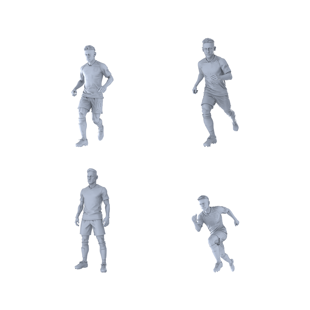 MRY-SFW LYTR421 Mini Football Athletes 4-Pack | Match Scene, Painting, Collect Display Miniature Car Diorama Figures Scene Props Accessories Resin