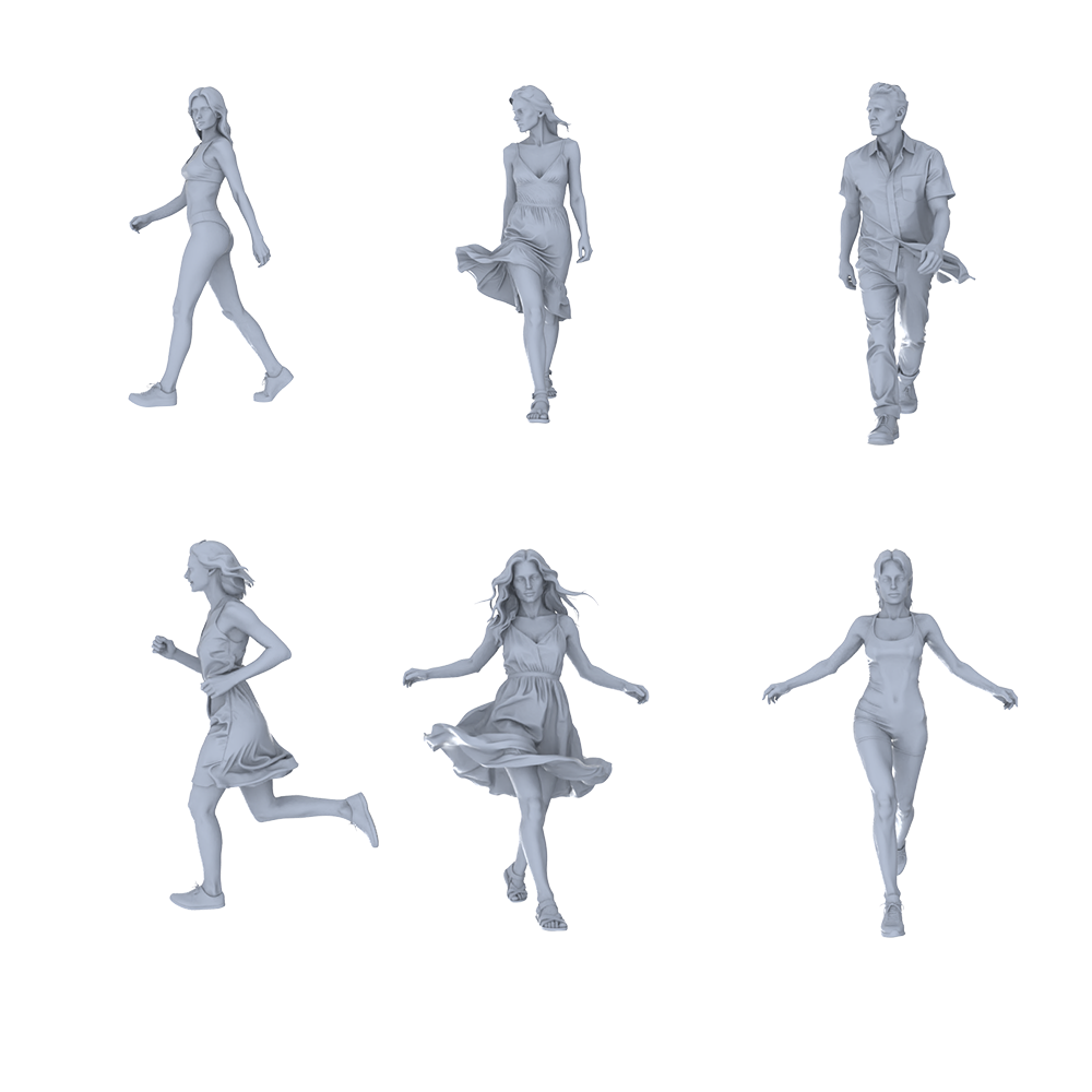 MRY-SFW LYTR722 Modern Dynamic Walking Figure 6 pcs Miniature Car Diorama Figures Scene Props Accessories Resin