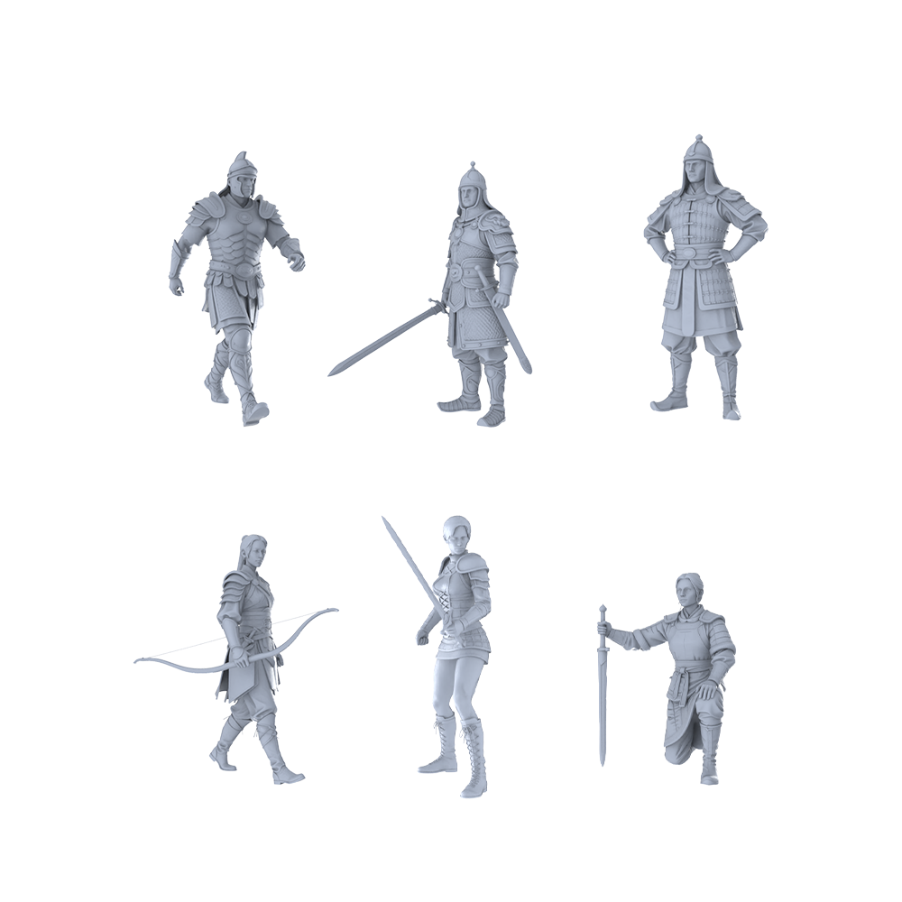 MRY-SFW LYTR436 Ironclad Warriors Hexad 6-Figure Set, Ancient Warrior, DIY Paintingation Miniature Car Diorama Figures Scene Props Accessories Resin