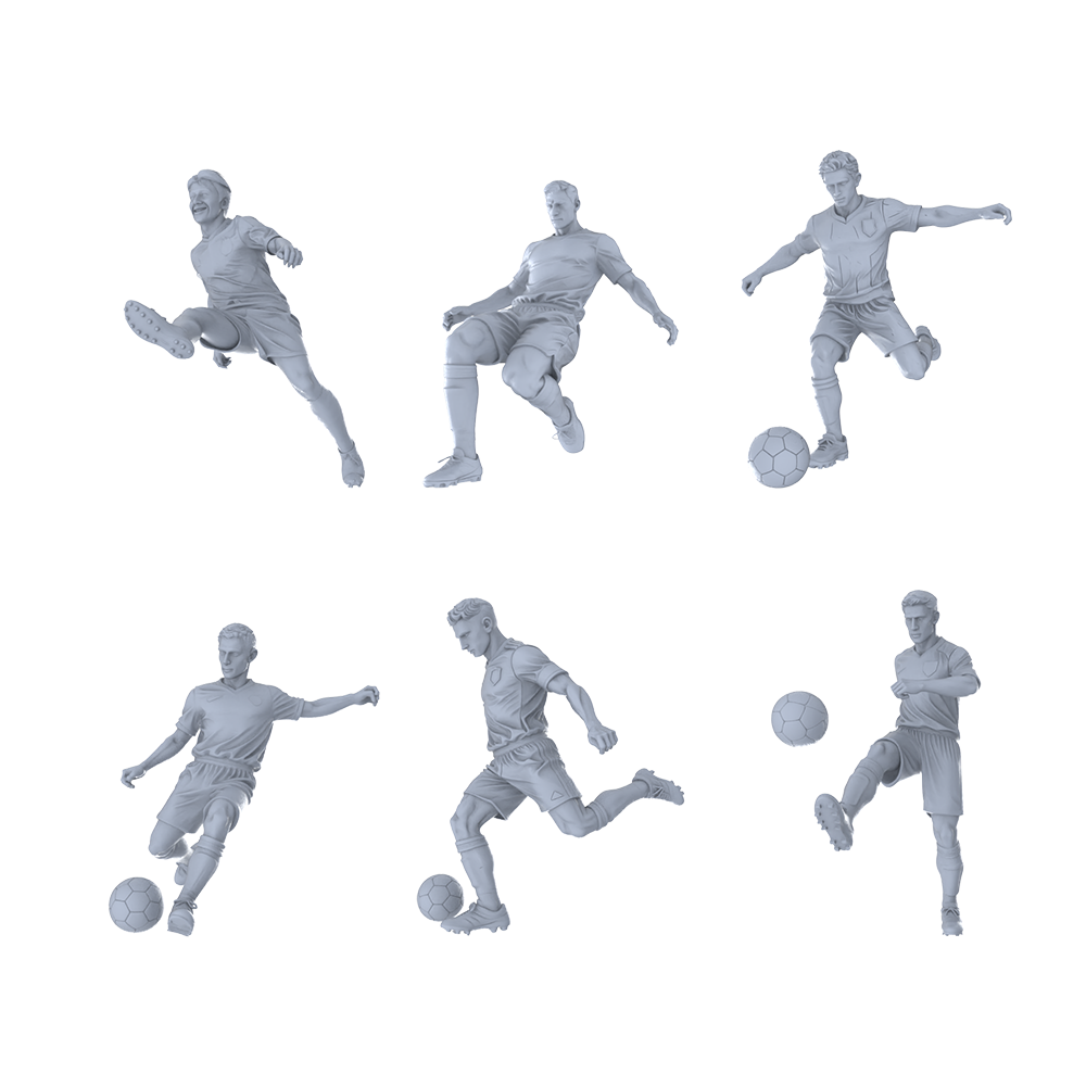 Yao's Studio LYTR270 Unpainted Miniature Football Shooting 6-Pack for Diorama & Painting Miniatures Diorama Resin Figures