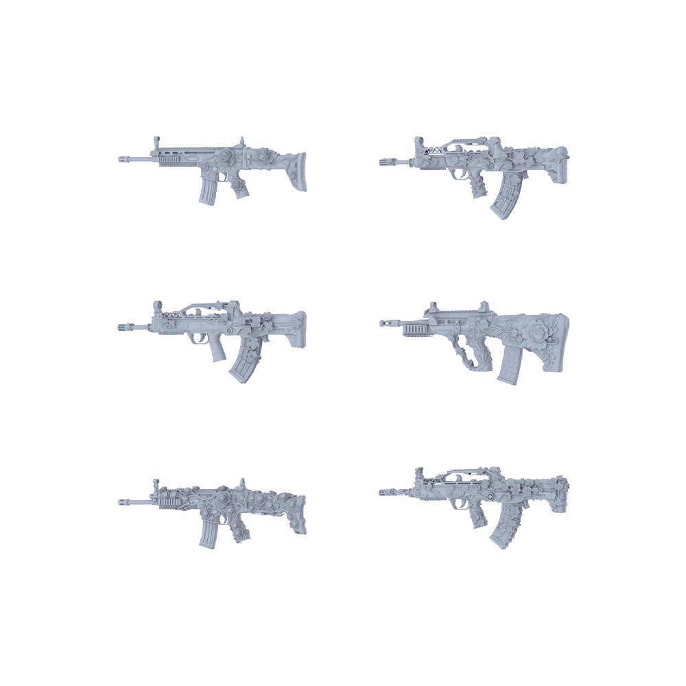 MRY-SFW LYGS257 Floral Mech Blossom Series - 6-Piece Classic Assault Rifle Set Modified with Gear & Blossom Elements