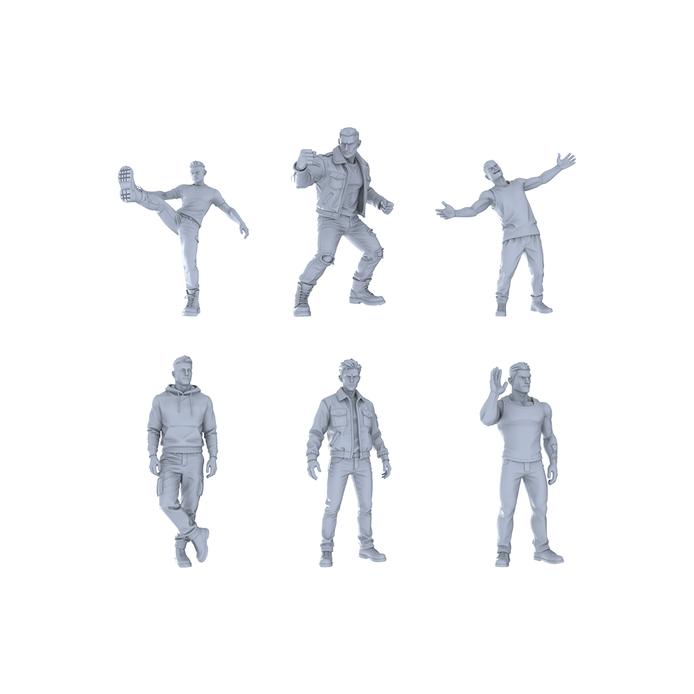 Yao's Studio LYTR316 Unpainted Street Style Miniatures 6-Pack | For Diorama & Hobby Painting Miniatures Diorama Resin Figures