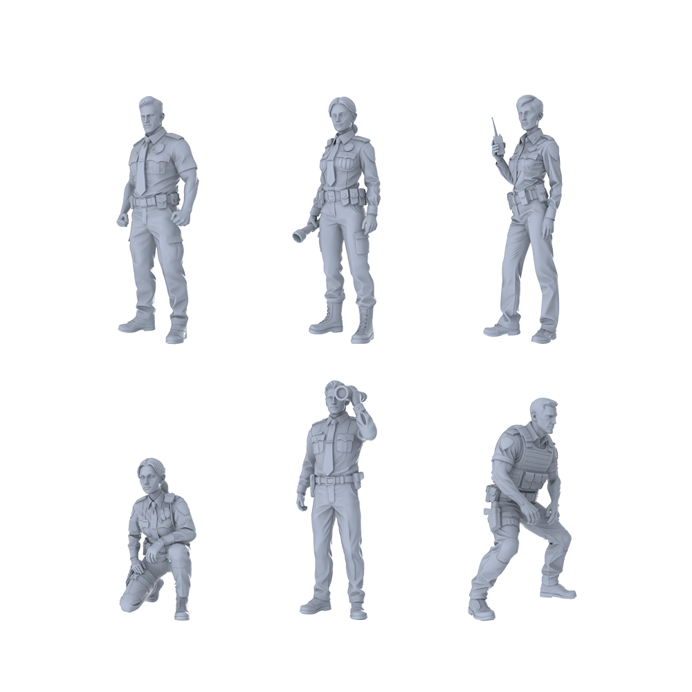 MRY-SFW LYTR426 Law Enforcement Vanguard Hexad 6-Figure Set, Police Duty, DIY Paintingation Miniature Car Diorama Figures Scene Props Accessories Resin