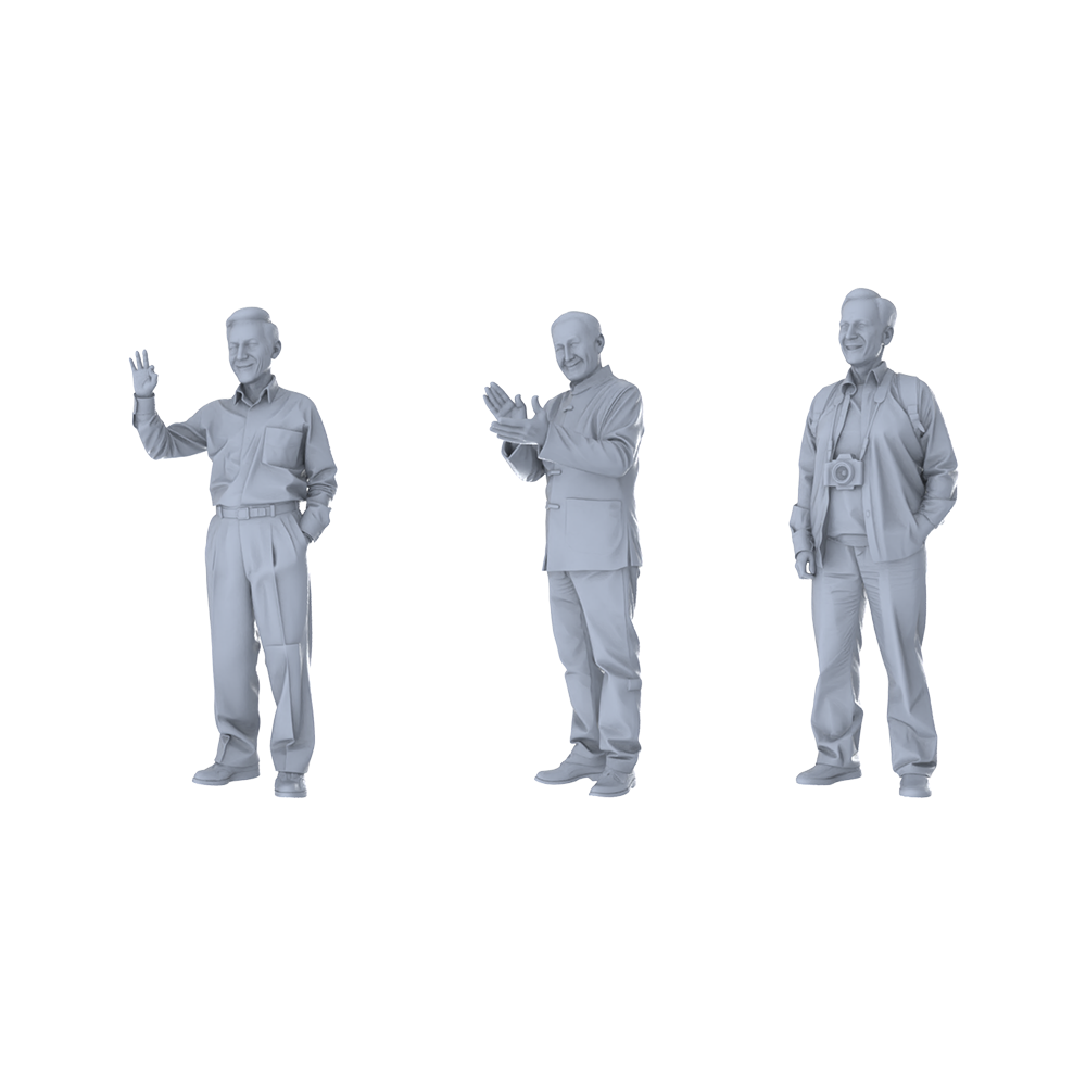 MRY-SFW LYTR483 Modern Elderly Men Daily Interaction Group of 3 Miniature Car Diorama Figures Scene Props Accessories Resin