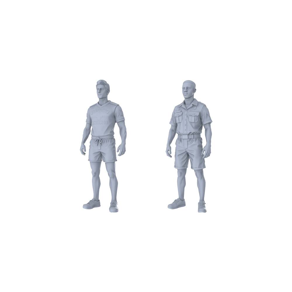 MRY-SFW LYTR376 Lifeguards 2-Pack, Ideal Beach, Tabletop Painting Miniature Car Diorama Figures Scene Props Accessories Resin