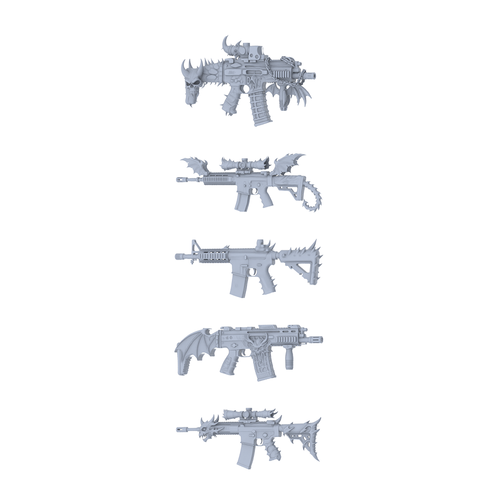 MRY-SFW LYGS135 Dragon & Spike Modified AR Rifle Collection - 5 Decorative Models