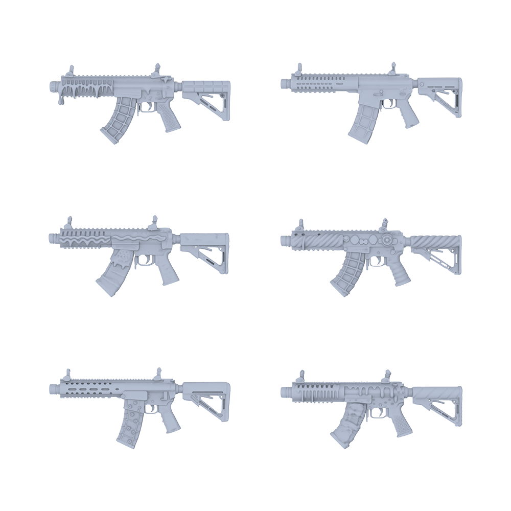MRY-SFW LYGS054 Modern Spec Ops Modified Short Barrel Rifle 3D Models - 6 Piece Set