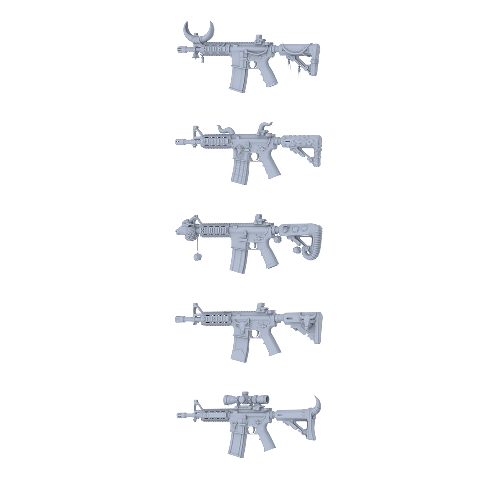 MRY-SFW LYGS195 Tribal Fantasy Custom Rifle Pack - 5 Unique Horn/Beast Skull/Bone Pattern Designs