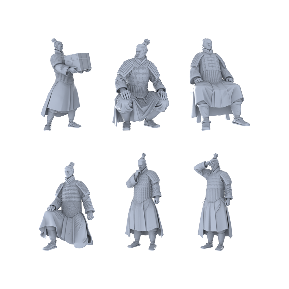 MRY-SFW LYGR228 Terracotta Army 1 Historical Theme War Chess Resin White Mold Miniature Soldier Scene Character Hand Figure