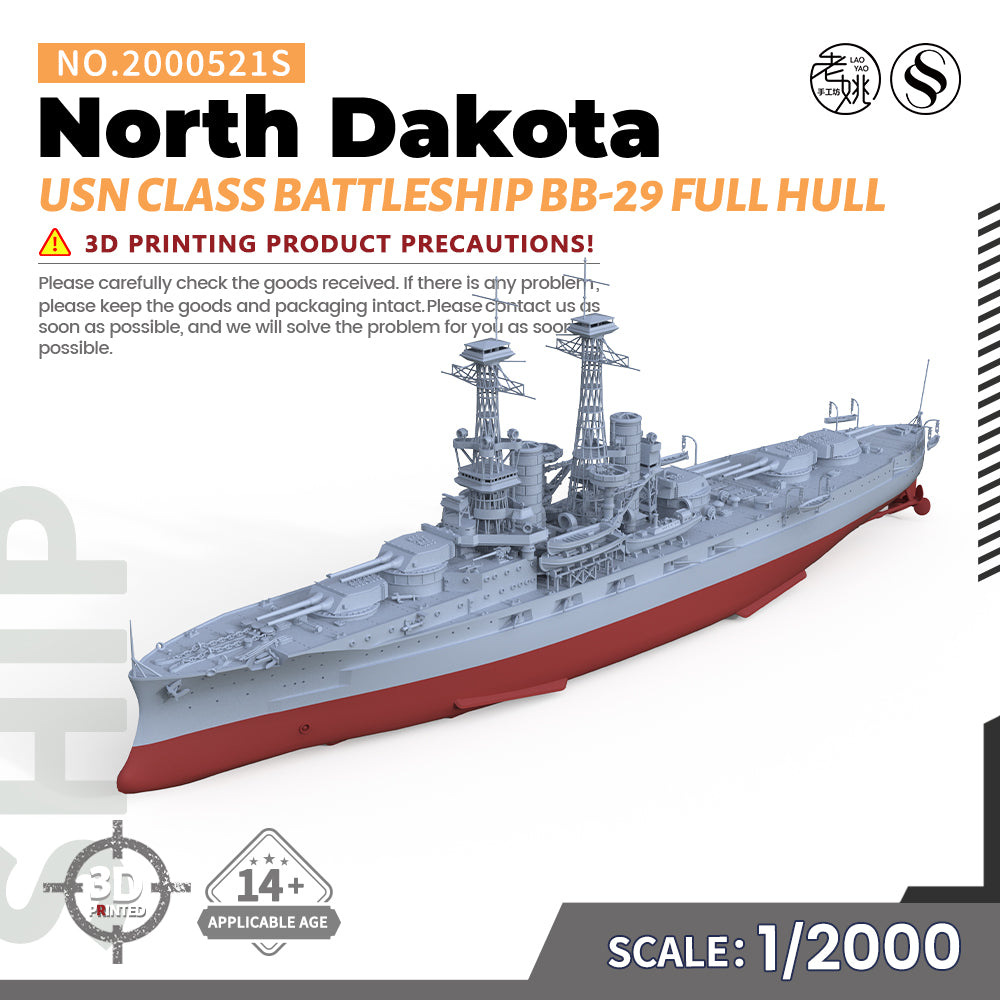 SSMODEL 521S Military Warship Model Kit US Navy North Dakota Class Battleship BB-29