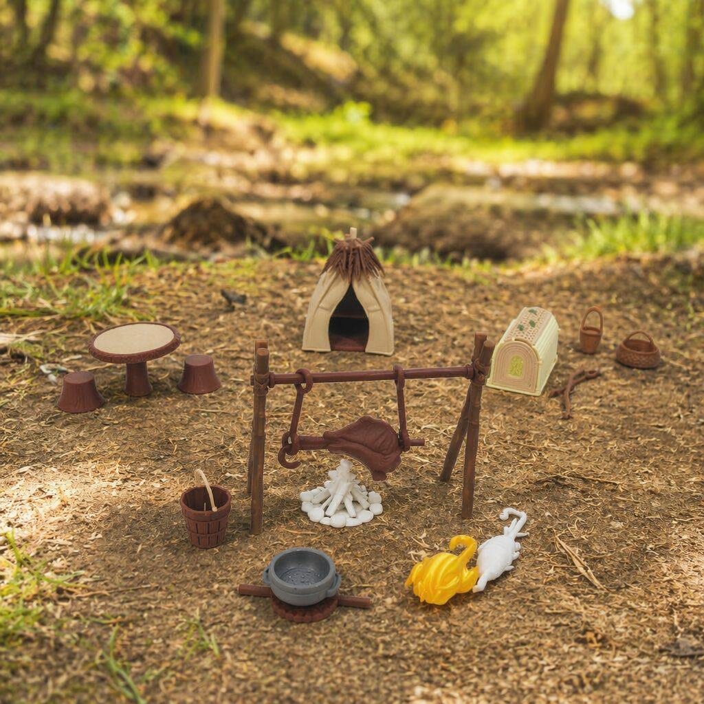 RHF0403C Wilderness Island Survival Series - Campfire Cooking Desktop Ornaments Creative DIY Cottage Furniture Dollhouse Accessories Miniature Home Mini Models Dollhouse Accessories