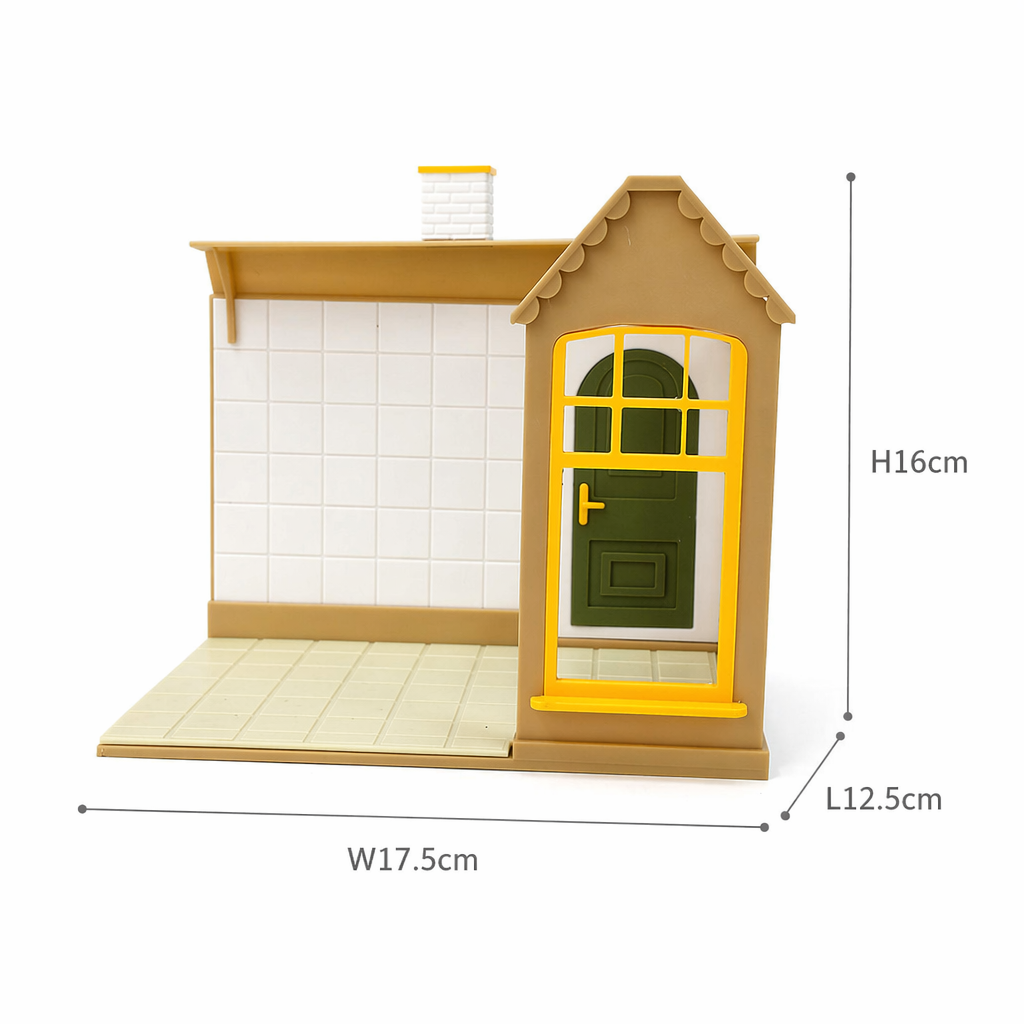 RHF0410 Healing-themed cartoon small house miniature frame with open space body, adaptable to multiple scenarios Desktop Ornament Creative DIY Hut Dollhouse Background House Model