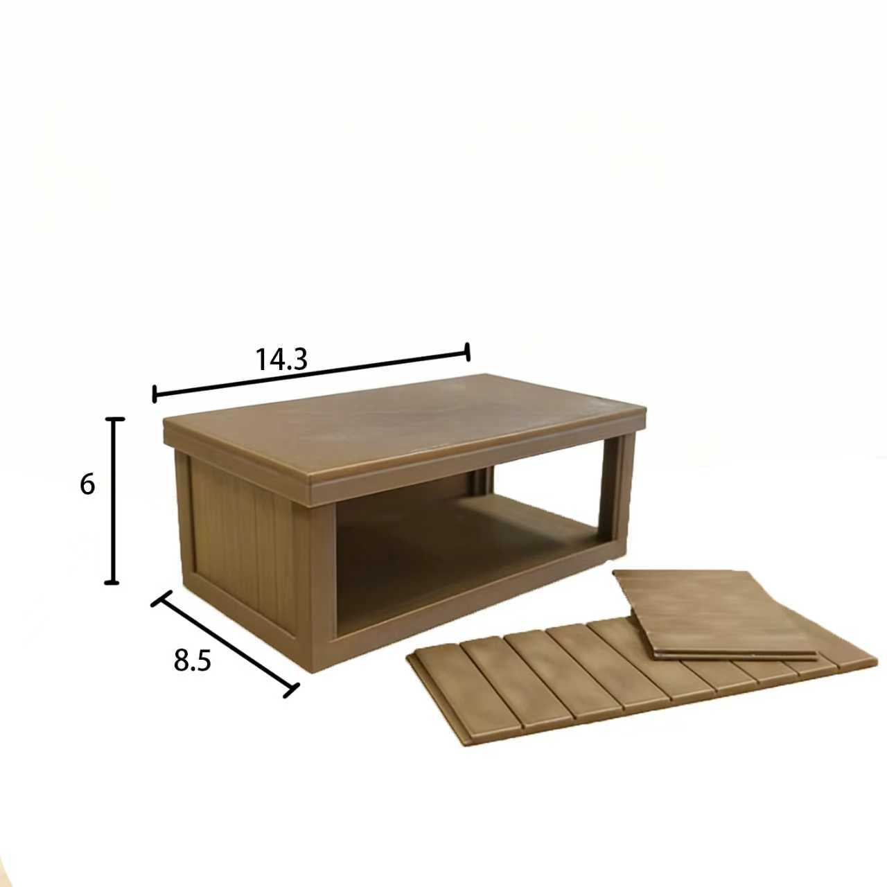 RHF12254 Wine Cabinet & Bar Counter 3D Printed Wood-Style Miniature Furniture Wine Cabinet Bar Counter Storage Box Shelf Model