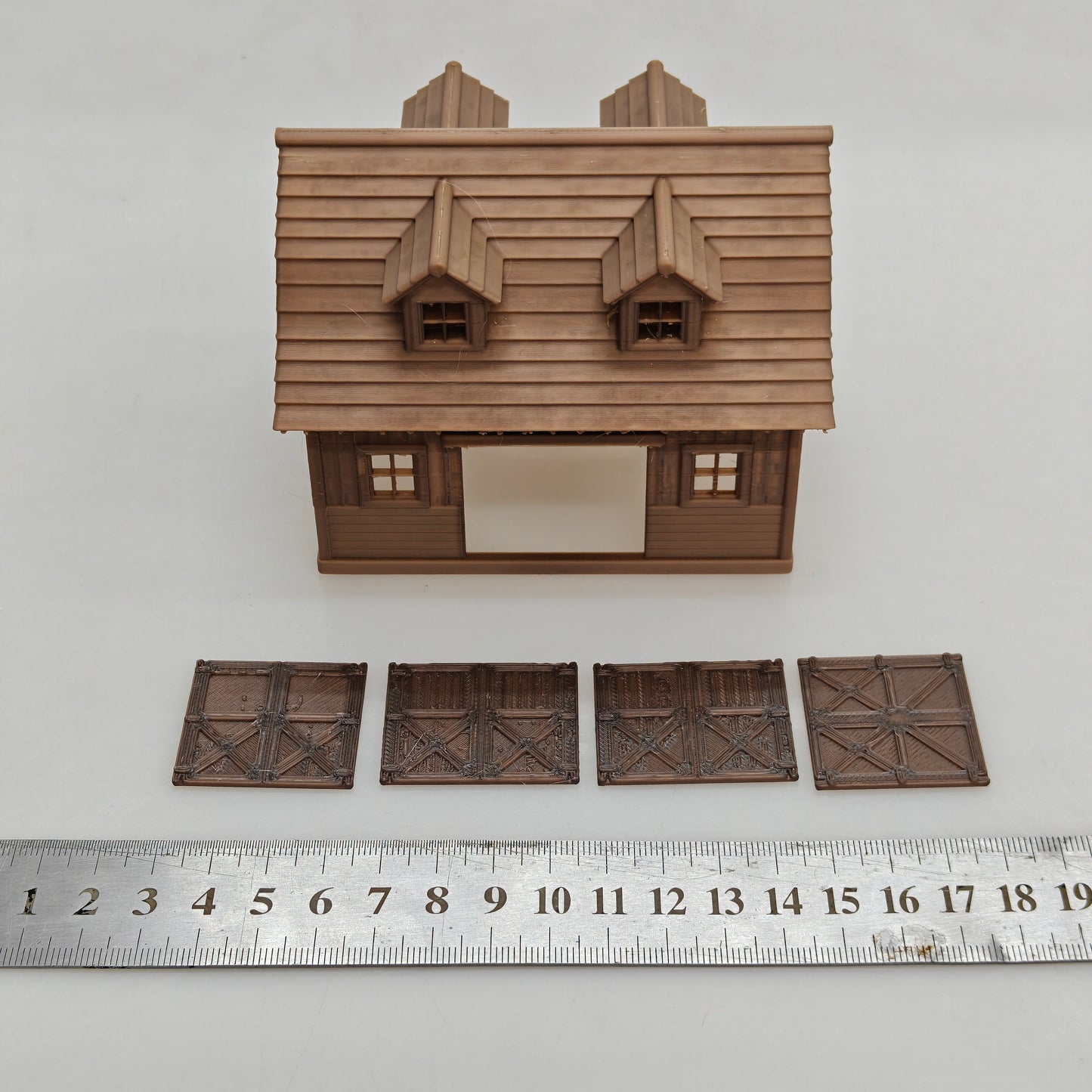 RHF0444 Triangular-roof wooden house with multiple windows Desktop Ornament Sand Table Architecture Architectural Model Miniature House Small-scale Landscaping