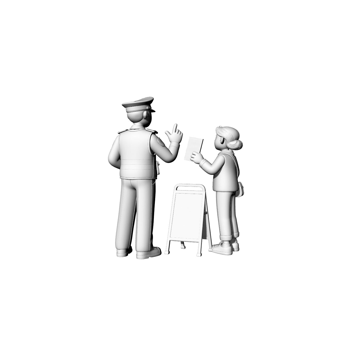 Yao's Studio LYTR075 Traffic Police & Citizen 3D Print Model, Unpainted City Street Scene Figures, DIY Painting Kit 1set