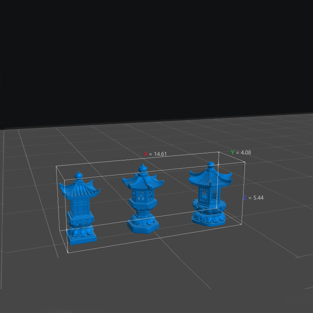 MRY-SFW LYTS509 3D Printed Chinese Stone Lantern Set, Unpainted White Resin, Miniature Ancient Architecture Garden Diorama Accessories