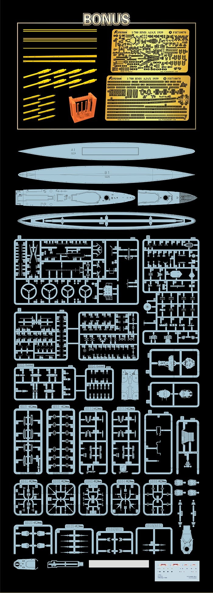 Flyhawk FH1110S 1/700 HMS Ajax 1939 Limited Edition Plastic Model Kit
