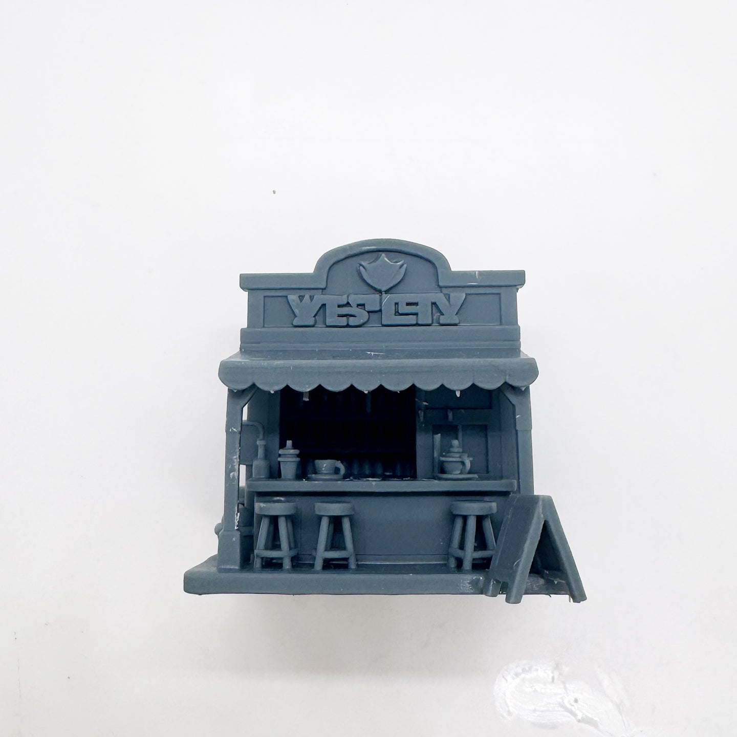 MRY-SFW LYTS114 3D Printed Miniature Cafe Bar Scene Model - Detailed Shopfront & Furniture, DIY Unpainted All-in-One Printed Kit HO Scale