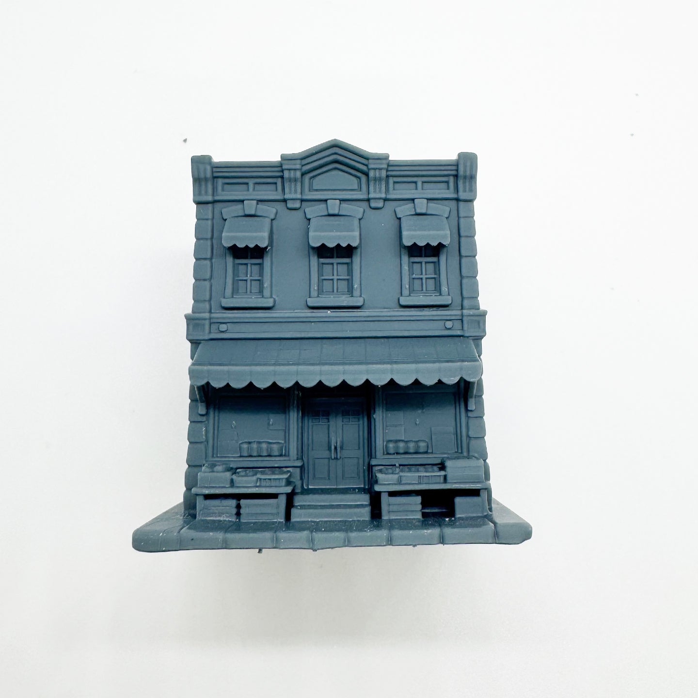 MRY-SFW LYTS117 3D Printed Vintage Two-Story Storefront Building Retro Urban Shop Miniature for Diorama Builders Model Train Layouts Collectors or Desktop Decor