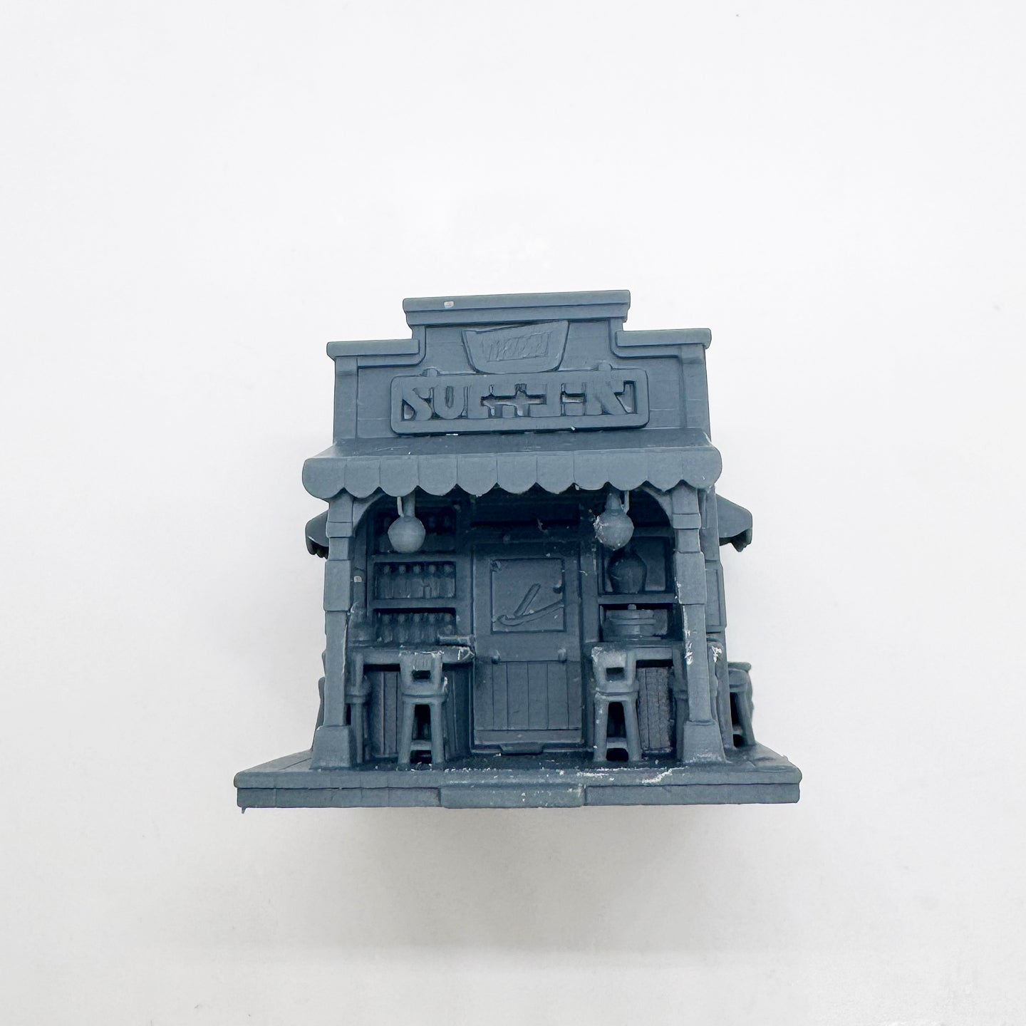 MRY-SFW LYTS115 3D Printed Miniature Western-Style Tavern Scene Model - Detailed Shopfront Furniture All-in-One DIY Unpainted Kit HO Scale