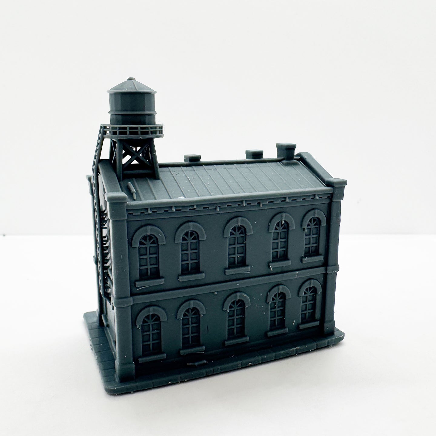 MRY-SFW LYTS126 Vintage Two - Story Building with Water Tower 3D Printed Retro Industrial & Urban Architecture Miniature for Model Train Scenes Collectors or Desktop Decoration