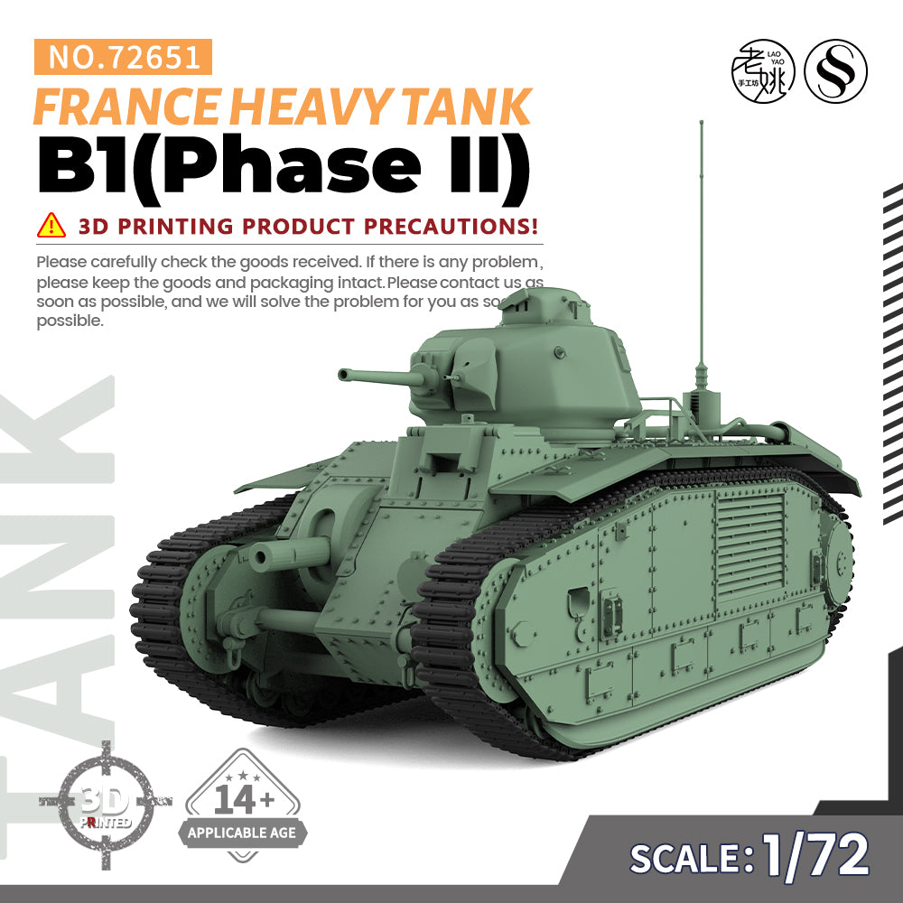 SSMODEL 651 Military Armoured Model Kit France B1 Heavy Tank (Phase II)