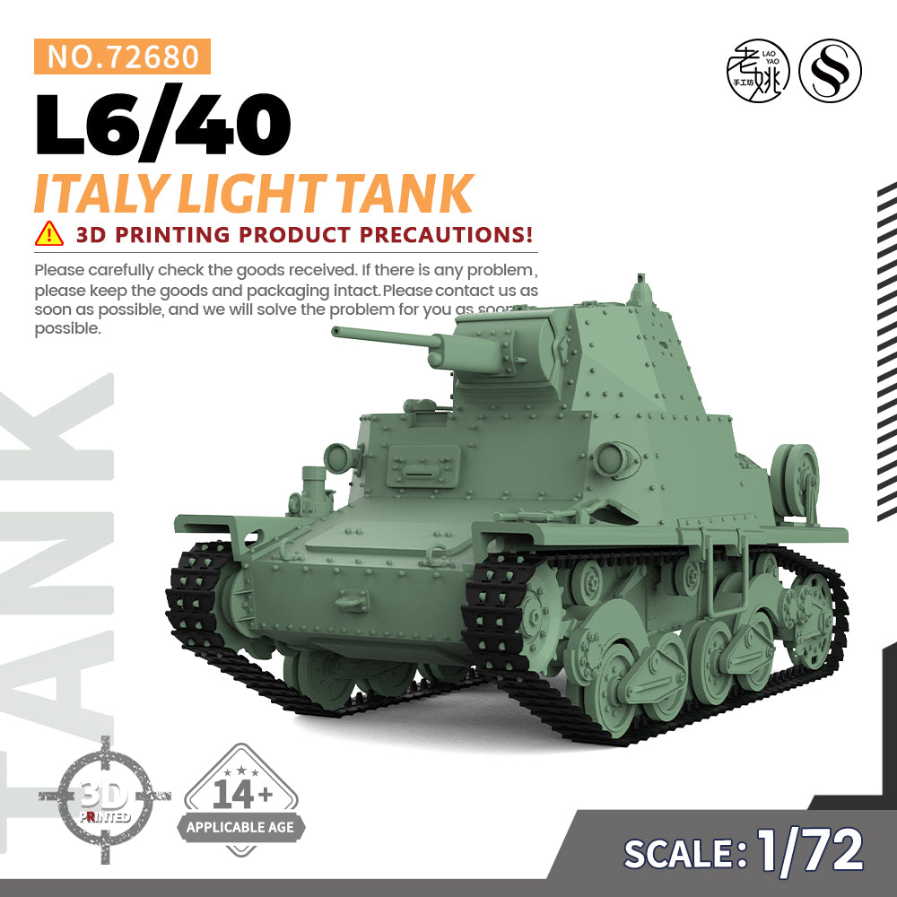 SSMODEL 680 Military Armoured Model Kit Italy L6/40 Light Tank